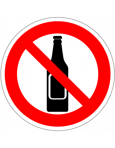 Verboden voor flessen bord, kunststof, rond, rood wit, symbool alcohol fles