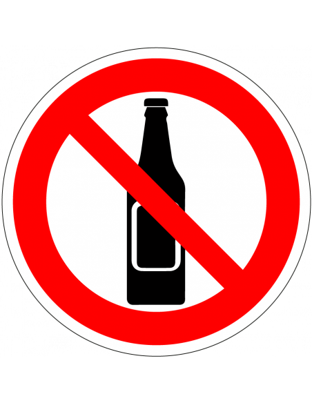 Verboden voor flessen bord, kunststof, rond, rood wit, symbool alcohol fles