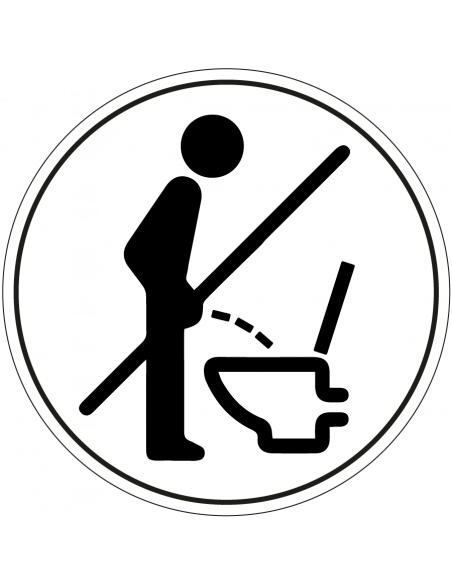 Verboden staand te plassen bord, kunststof, rond, zwart wit, symbool plassend persoon