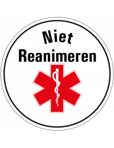 Niet reanimeren bord, kunststof, rood wit zwart, tekst niet reanimeren, rond
