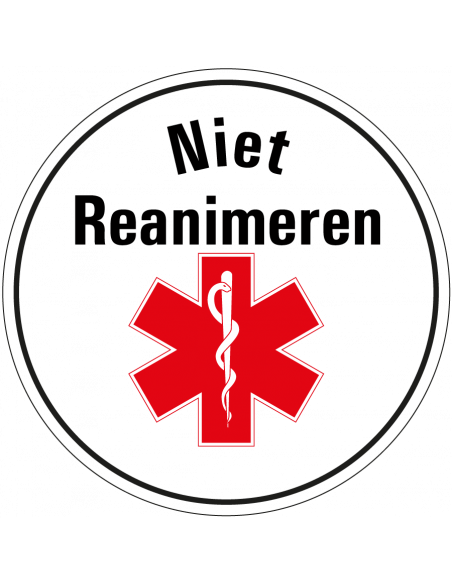 Niet reanimeren bord, kunststof, rood wit zwart, tekst niet reanimeren, rond