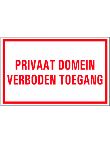 Privaat domein tekstbord, kunststof, rechthoek, Nederlandse tekst, kunststof