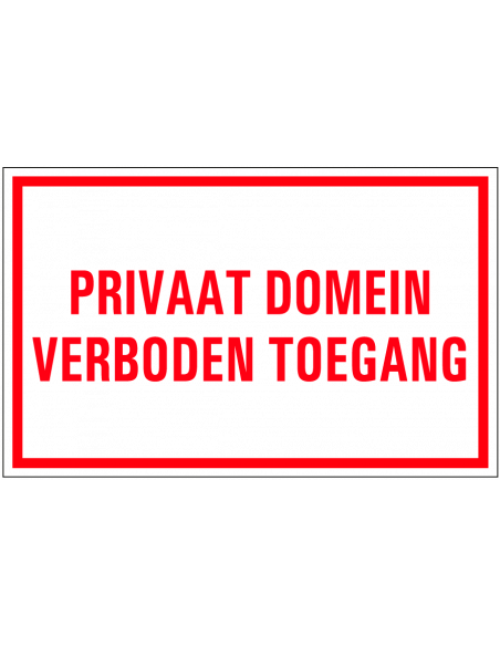 Privaat domein tekstbord, kunststof, rechthoek, Nederlandse tekst, kunststof