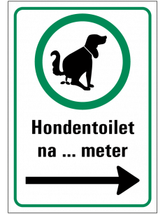 Hondentoilet sticker, rechthoek, groen wit, symbool poepende hond