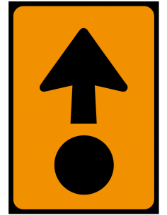 Route gevaarlijke stoffen bord, kunststof, rechthoek, oranje zwart, pijl met rondje