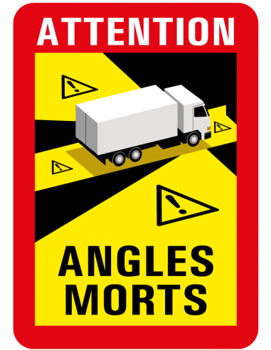 Dode hoek bord Frankrijk, rechthoek, symbool vrachtwagen met waarschuwing