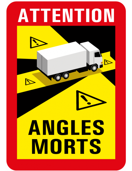 Dode hoek bord Frankrijk, rechthoek, symbool vrachtwagen met waarschuwing