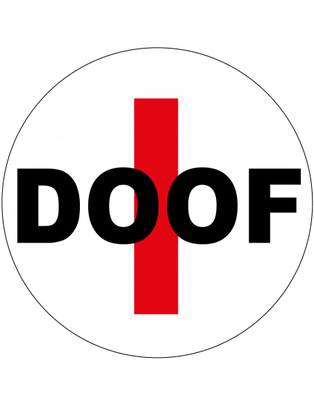 Doof bordje fiets, kunststof, rood wit zwart, rond, tekst doof