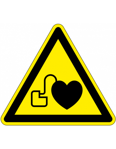 Waarschuwingsbord pacemaker, kunststof, pacemaker pictogram, driehoek, geel zwart