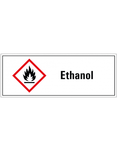 Ethanol GHS tekststicker, GHS02, Nederlandse tekst, rechthoek