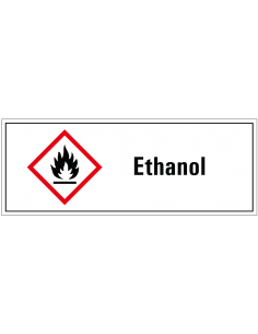 Ethanol GHS tekstbord, GHS02, rood wit zwart, rechthoek