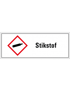 Stikstof GHS tekststicker, GHS04, Nederlandse tekst, rechthoek, rood wit zwart