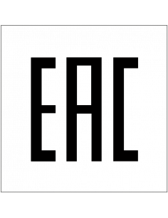 EAC sticker op rol, zwart wit, vierkant