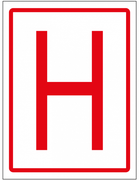 Ondergrondse brandkraan bord, staand, rood wit, tekst H, rechthoek