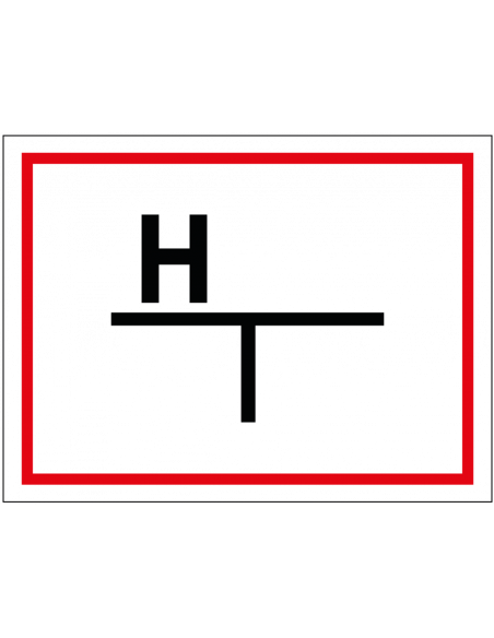 Hydrant bord met schema, rood wit zwart, rechthoek, H met schema