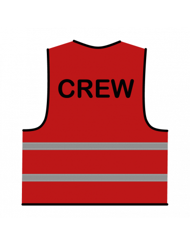 Crew hesje rood, zwarte opdruk