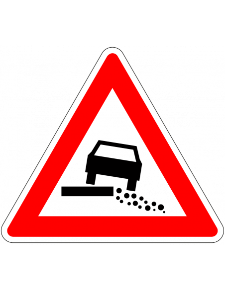 Zachte berm bord, rood wit, driehoek, symbool auto in zachte berm