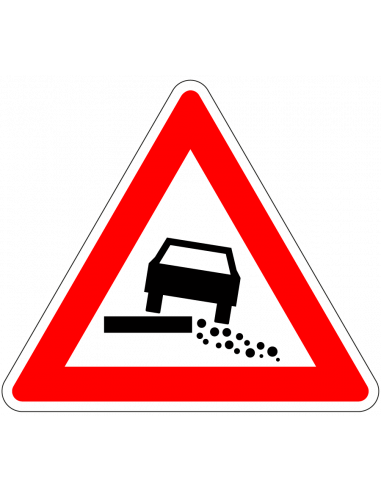 Zachte berm sticker, rood wit, driehoek, symbool auto in zachte berm