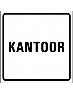 Kantoor sticker, wit zwart, vierkant