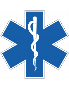 Star of life sticker, blauw wit, rond, symbool star of life