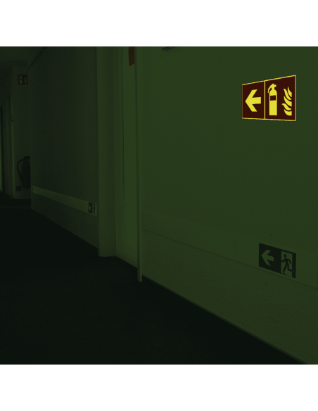 Extra lichtgevende brand richtingspijl sticker, 200 x 200 mm, A090R