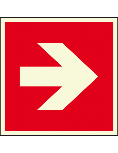 Extra lichtgevende brand richtingspijl sticker, 200 x 200 mm, A090R, rood wit, symbool pijl, vierkant