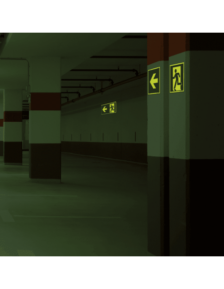 Extra lichtgevend nooduitgang links bord, kunststof, E001