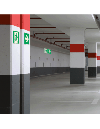 Extra lichtgevend nooduitgang rechts bord - kunststof, groen wit, vierkant, symbool nooduitgang rechts