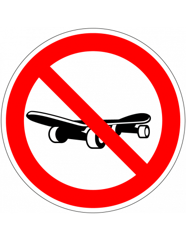 Verboden te skateboarden bord, kunststof, rood wit, rond, symbool skateboard met rode streep