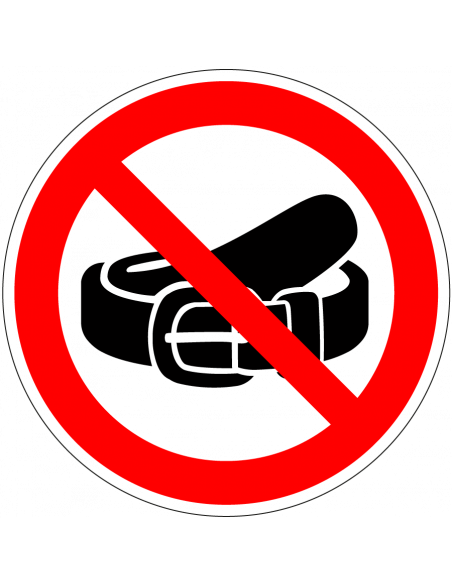 Verboden riem te dragen sticker, rood wit, rond, symbool riem met rode streep