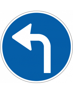 Verplichte rijrichting sticker, D5l, blauw wit, rond, met pijl