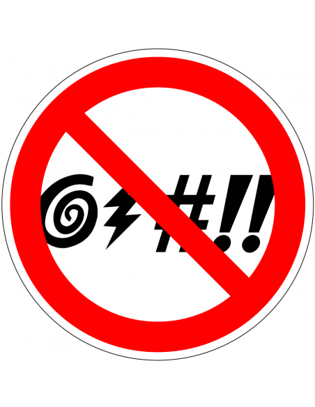 Verboden te schelden sticker, rood wit, rond, scheldtekens met rode streep