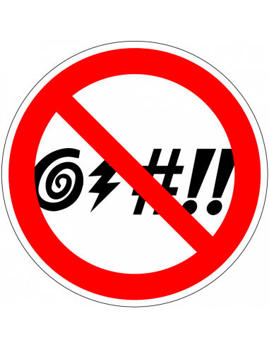 Verboden te schelden bord, kunststof, rood wit, rond, scheldtekens met rode streep