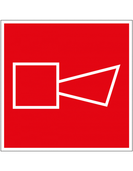 Brandhoorn sticker, rood wit, vierkant, symbool brandhoorn
