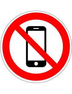 Verboden voor smartphones bord, kunststof, rood wit, rond, symbool mobieltje met rode streep