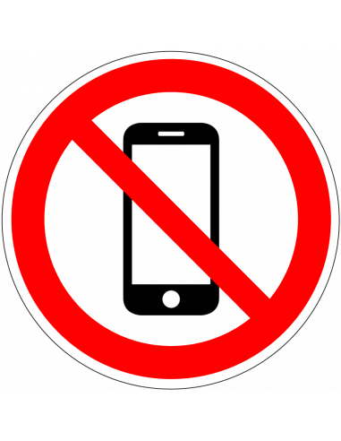Verboden voor smartphones bord, kunststof, rood wit, rond, symbool mobieltje met rode streep