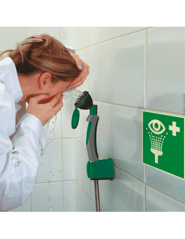 Lichtgevende oogdouche sticker, E011, groen wit, vierkant