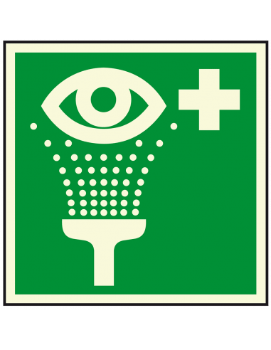 Lichtgevende oogdouche sticker, E011, groen wit, vierkant
