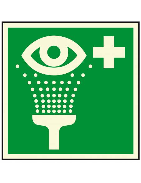 Lichtgevende oogdouche sticker, E011, groen wit, vierkant