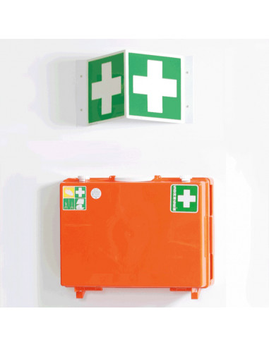 Extra lichtgevend panorama EHBO bord, kunststof, E003, groen wit, symbool wit kruis