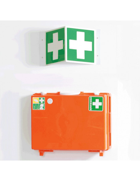 Extra lichtgevend panorama EHBO bord, kunststof, E003, groen wit, symbool wit kruis