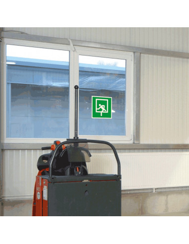 Extra lichtgevende noodraam sticker, groen wit, vierkant, symbool persoon en noodraam