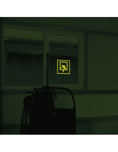 Extra lichtgevende noodraam sticker, groen wit, vierkant, symbool persoon en noodraam