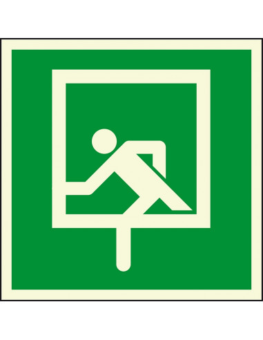 Extra lichtgevende noodraam sticker, groen wit, vierkant, symbool persoon en noodraam