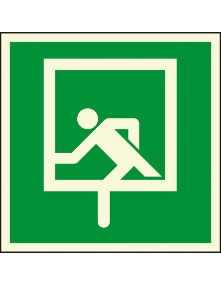 Extra lichtgevende noodraam sticker, groen wit, vierkant, symbool persoon en noodraam