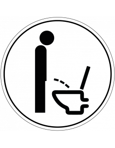 Staand plassen toegestaan sticker, rond, zwart wit, symbool plassend persoon