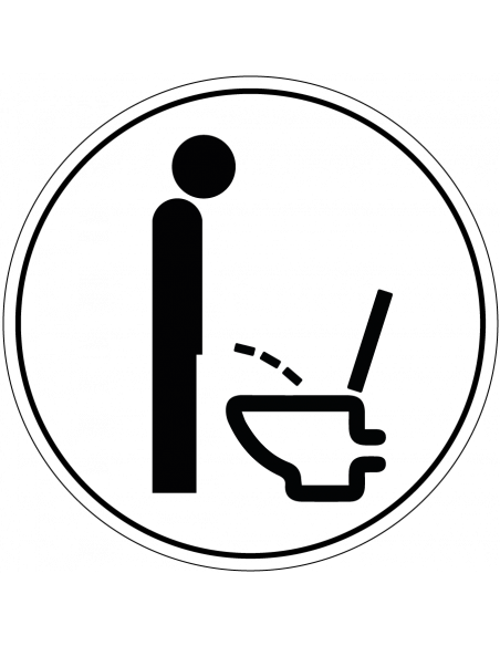 Staand plassen toegestaan sticker, rond, zwart wit, symbool plassend persoon