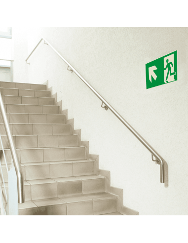 Extra lichtgevend nooduitgang bord pijl linksboven - kunststof, groen wit, rechthoekig