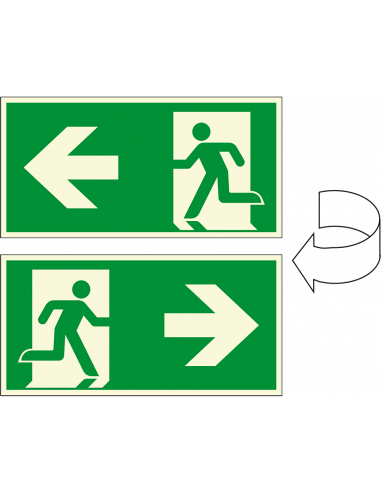 Extra lichtgevend nooduitgang bord - dubbelzijdig, rechthoekig, groen wit, glow in the dark