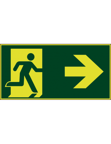 Extra lichtgevende nooduitgang sticker pijl rechts - E002